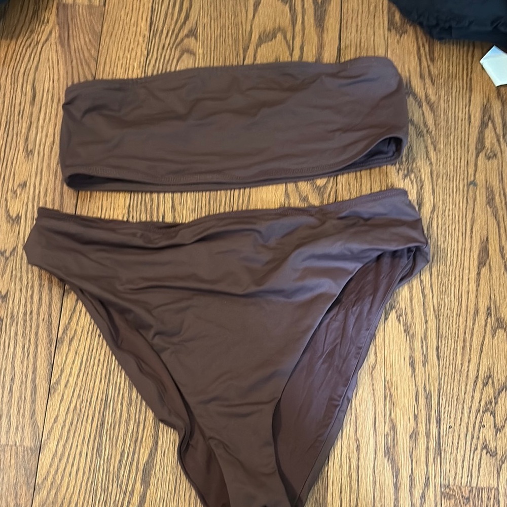SKIMS Brown Classic Bandeau Bikini Set